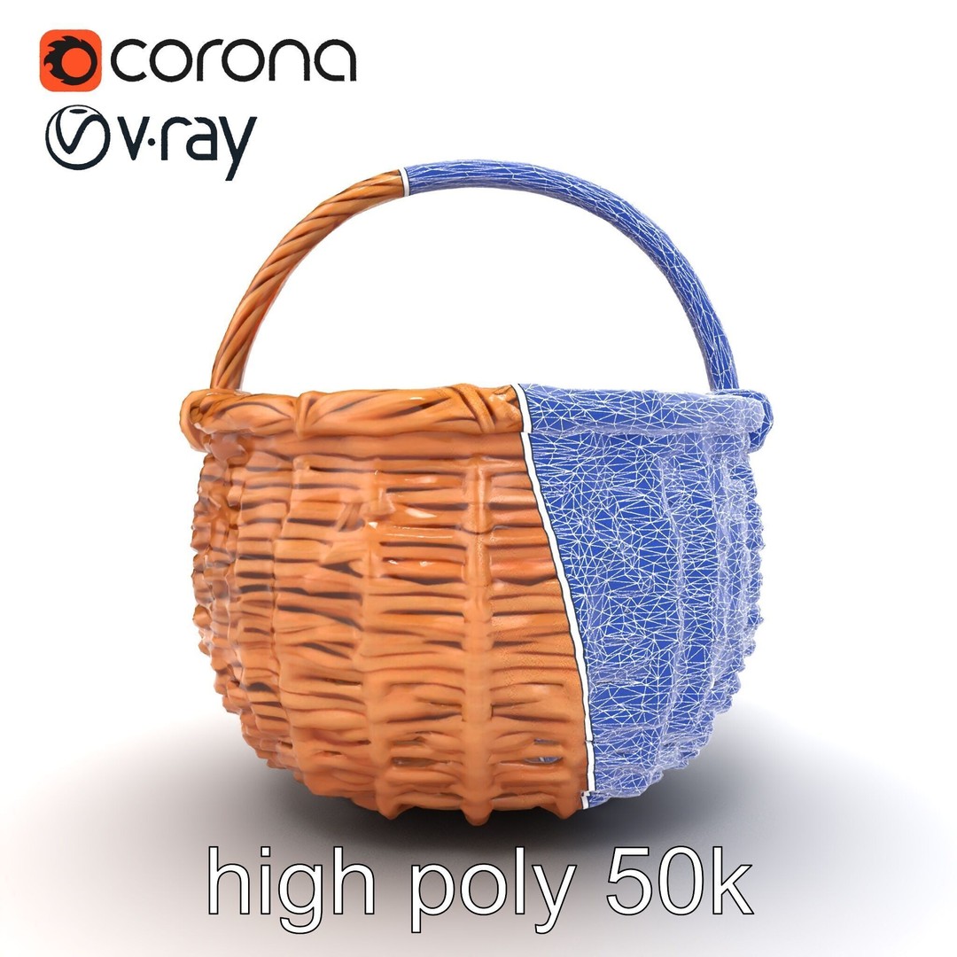 Woven Basket 3D Model – Intricate Low-Poly Design, FBX, PBR Textures - View 24