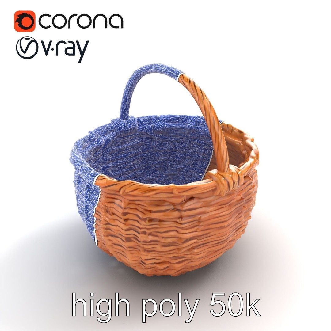 Woven Basket 3D Model – Intricate Low-Poly Design, FBX, PBR Textures - View 25