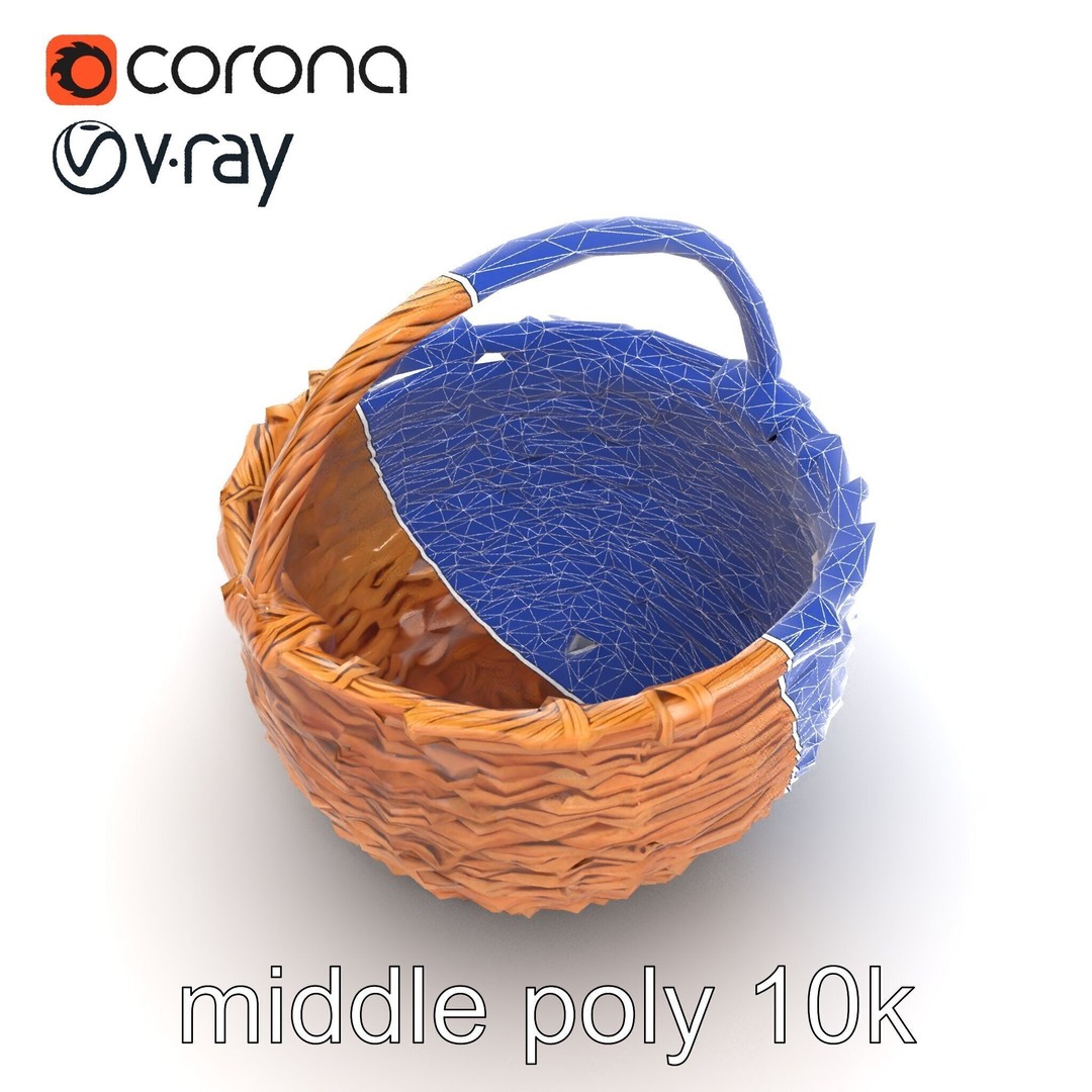 Woven Basket 3D Model – Intricate Low-Poly Design, FBX, PBR Textures - View 26