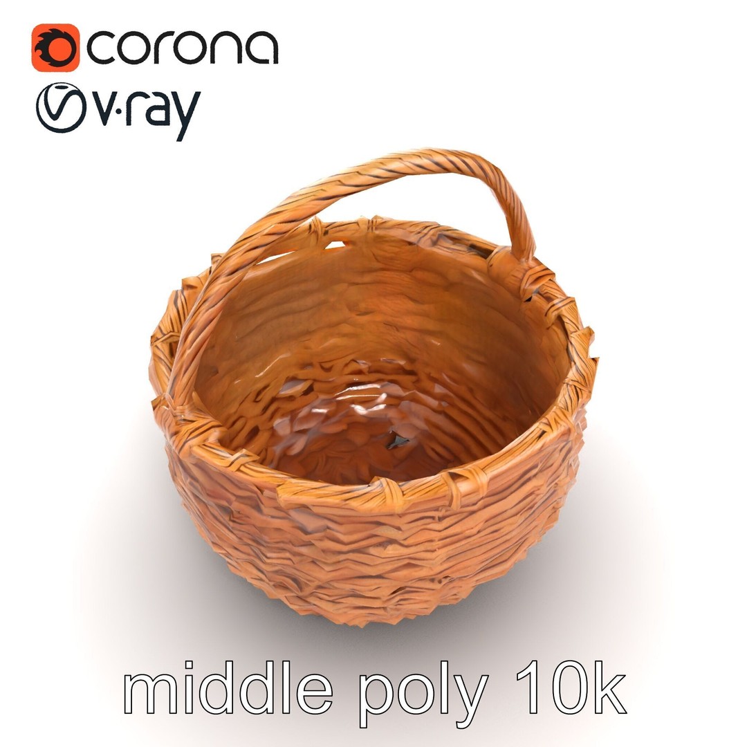 Woven Basket 3D Model – Intricate Low-Poly Design, FBX, PBR Textures - View 30