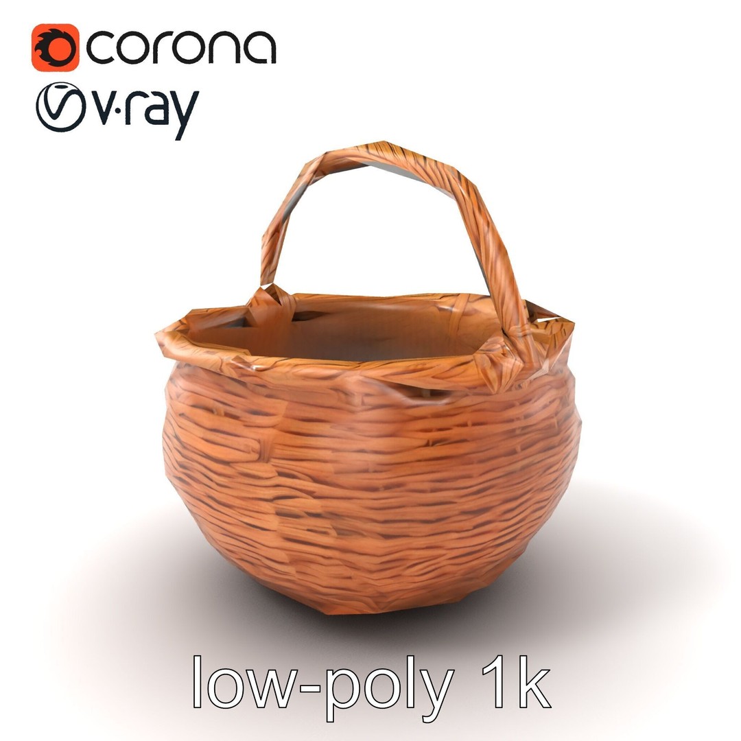 Woven Basket 3D Model – Intricate Low-Poly Design, FBX, PBR Textures - View 6