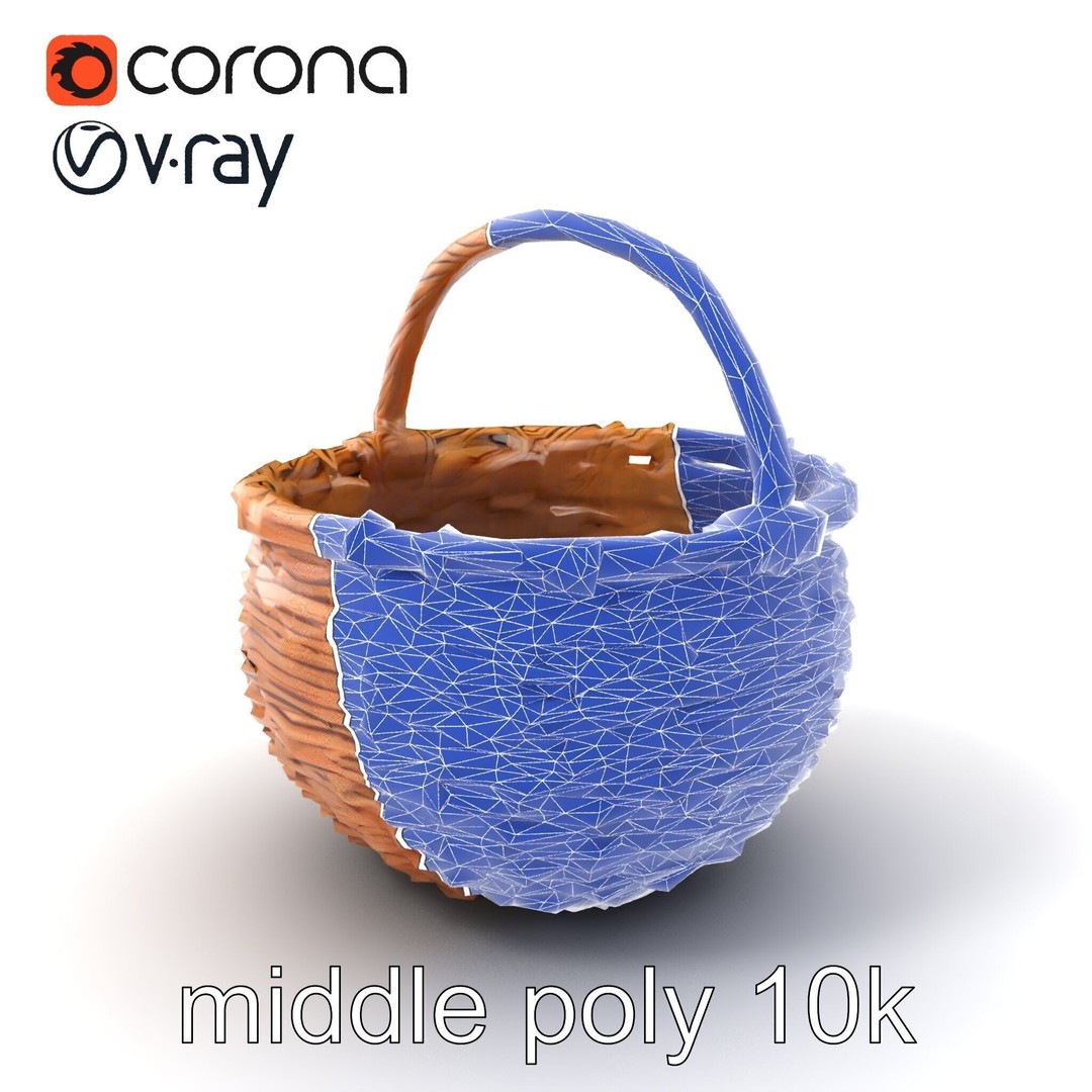 Woven Basket 3D Model – Intricate Low-Poly Design, FBX, PBR Textures - View 7