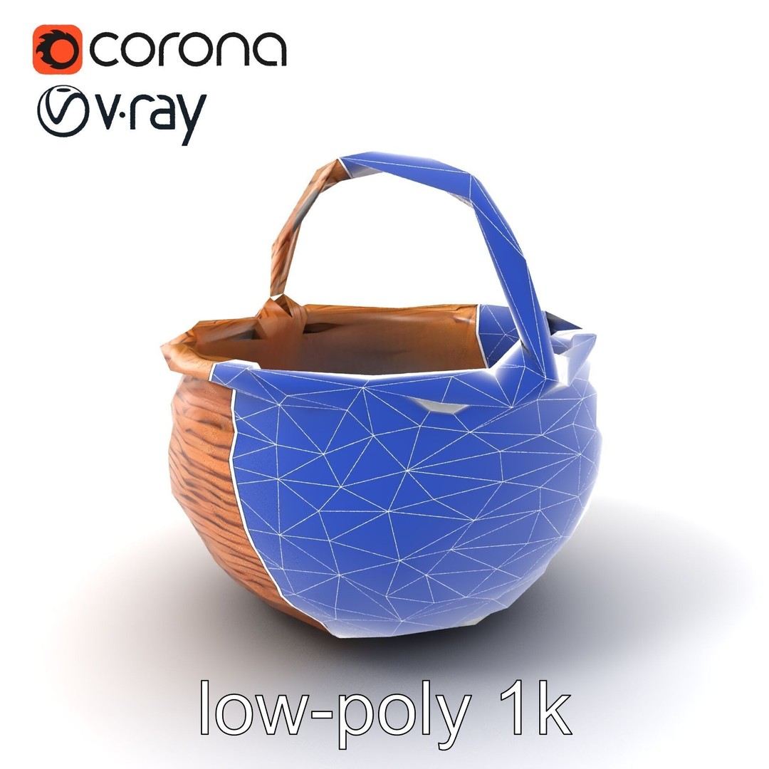 Woven Basket 3D Model – Intricate Low-Poly Design, FBX, PBR Textures - View 8