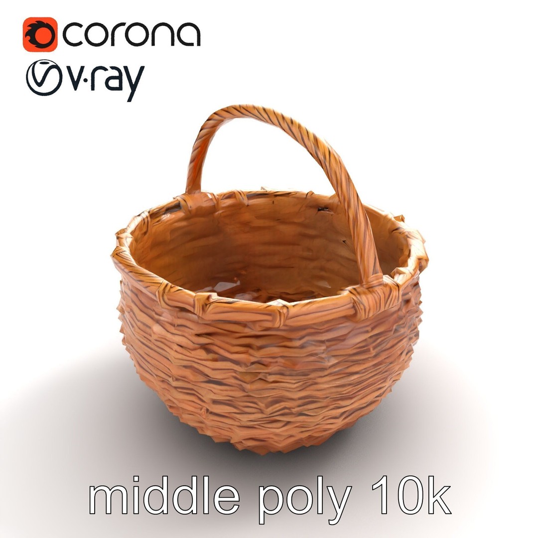 Woven Basket 3D Model – Intricate Low-Poly Design, FBX, PBR Textures - View 9