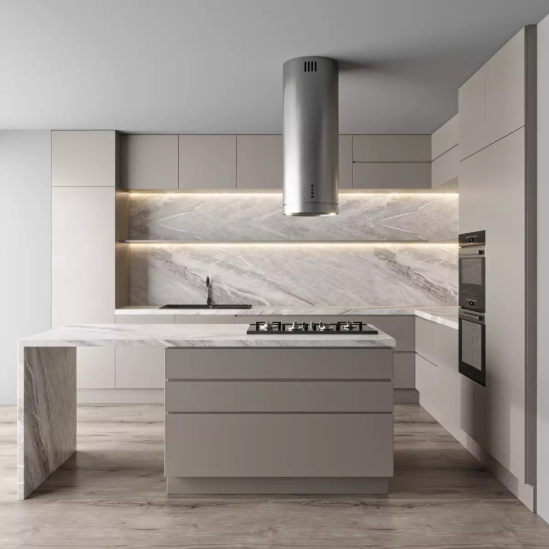 Modern Kitchen 3D Model – Complete Kitchen Set, FBX, OBJ Formats - View 2