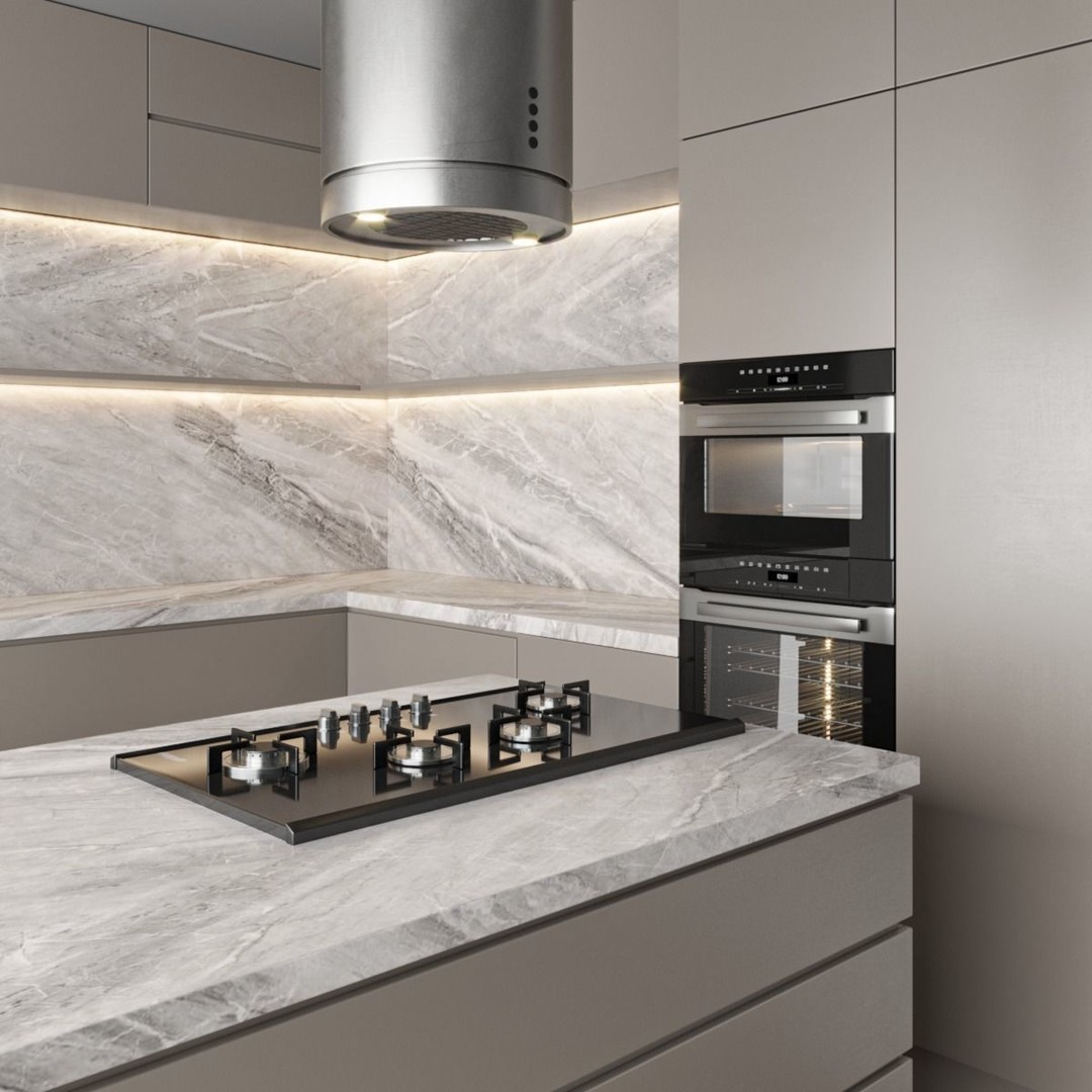 Modern Kitchen 3D Model – Complete Kitchen Set, FBX, OBJ Formats - View 5