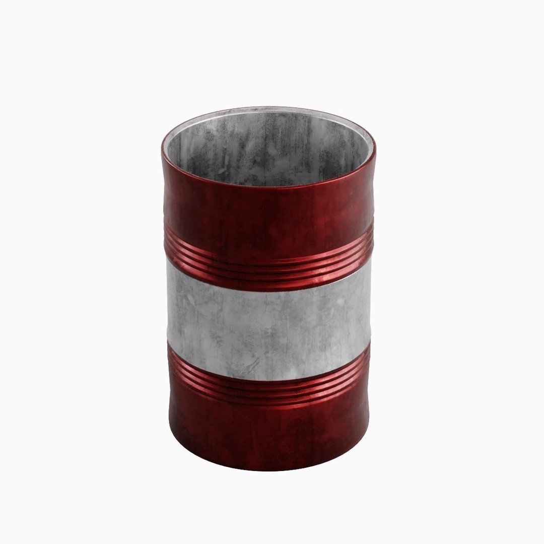 Steel Barrel B 03 3D Model – Mid Poly PBR Asset, Blender, FBX, OBJ - View 6