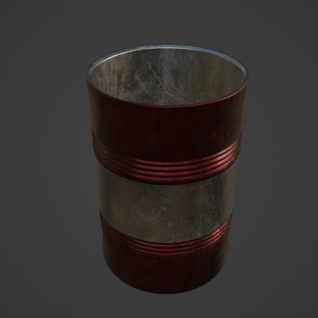 Steel Barrel B 03 3D Model – Mid Poly PBR Asset, Blender, FBX, OBJ - View 8