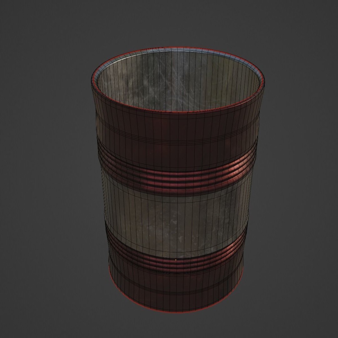 Steel Barrel B 03 3D Model – Mid Poly PBR Asset, Blender, FBX, OBJ - View 9