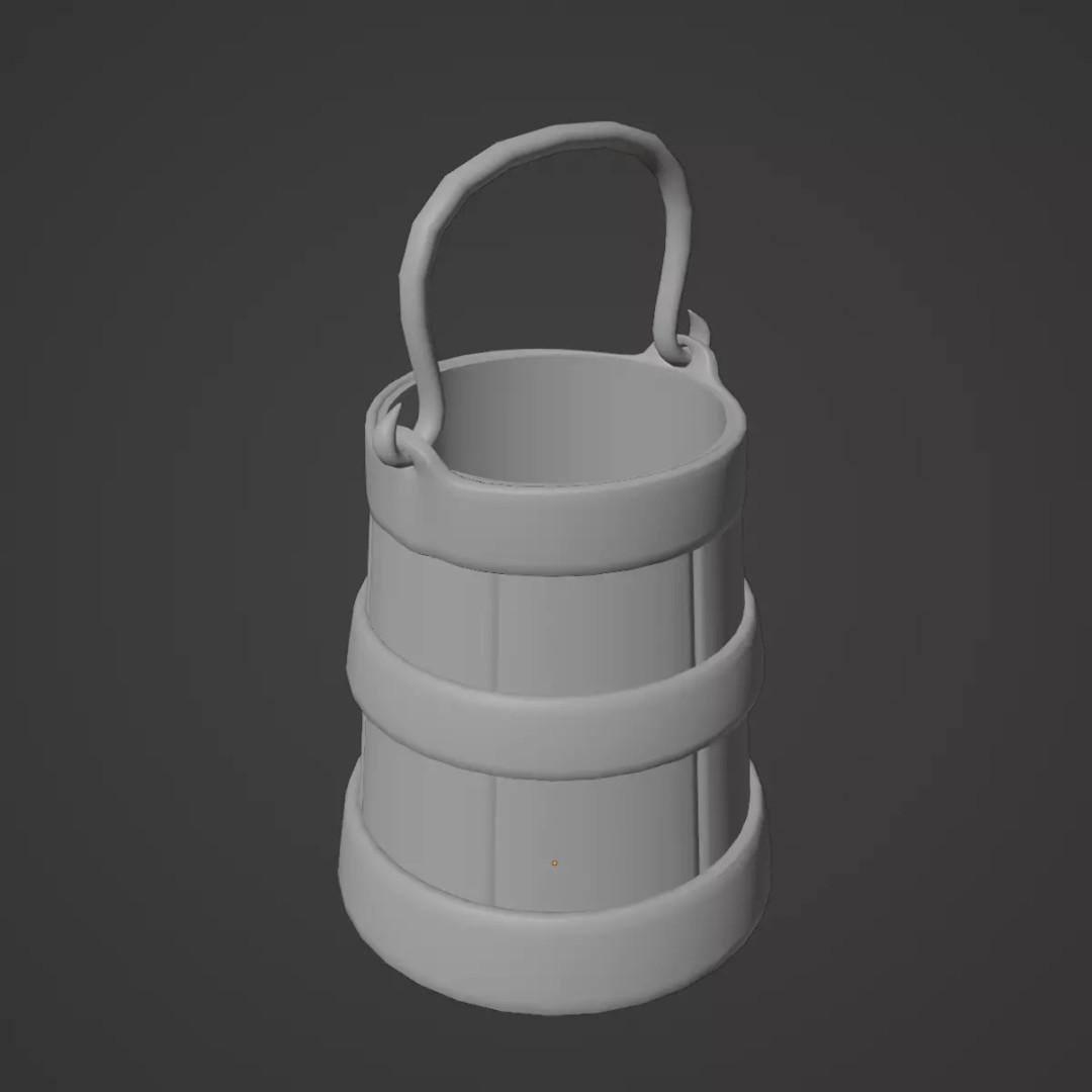 Medieval Bucket Set 3D Model – Low Poly Game-Ready Asset, FBX