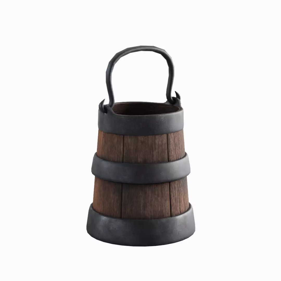 Medieval Bucket Set 3D Model – Low Poly Game-Ready Asset, FBX - View 11