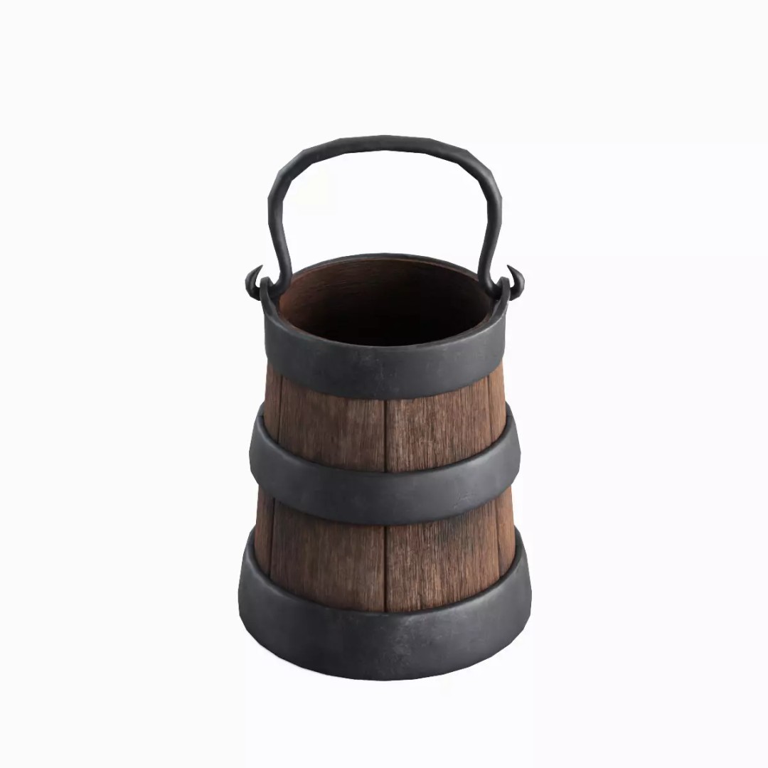 Medieval Bucket Set 3D Model – Low Poly Game-Ready Asset, FBX - View 13