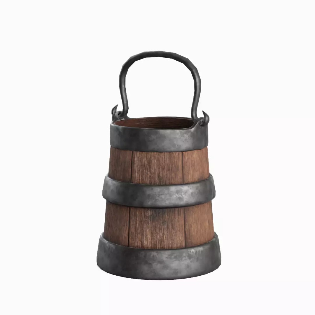 Medieval Bucket Set 3D Model – Low Poly Game-Ready Asset, FBX - View 15