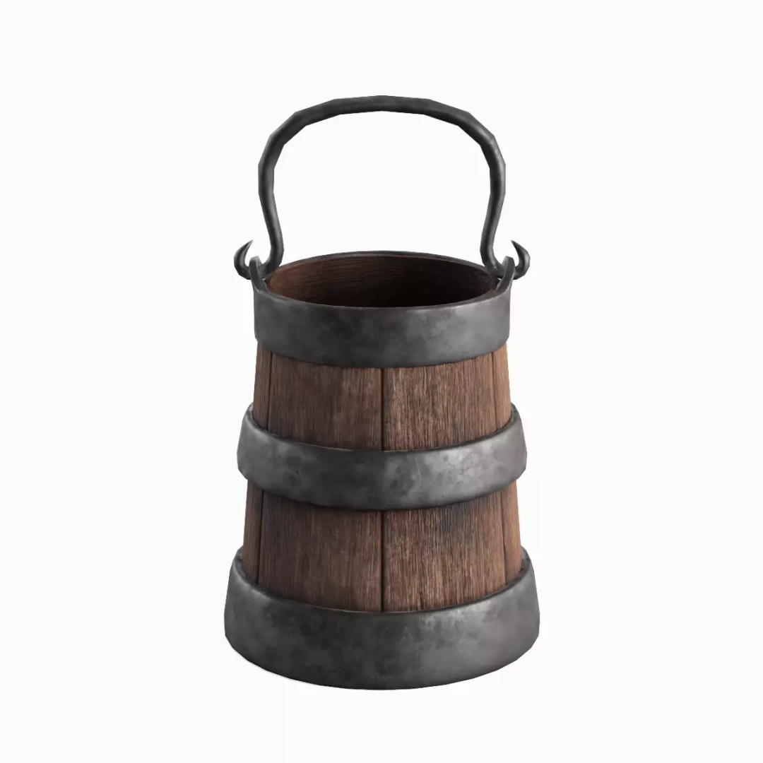 Medieval Bucket Set 3D Model – Low Poly Game-Ready Asset, FBX - View 16