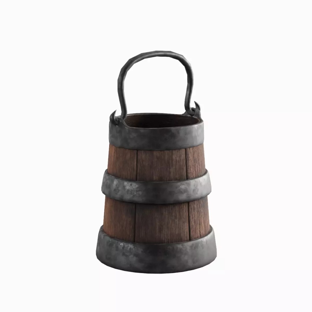 Medieval Bucket Set 3D Model – Low Poly Game-Ready Asset, FBX - View 17
