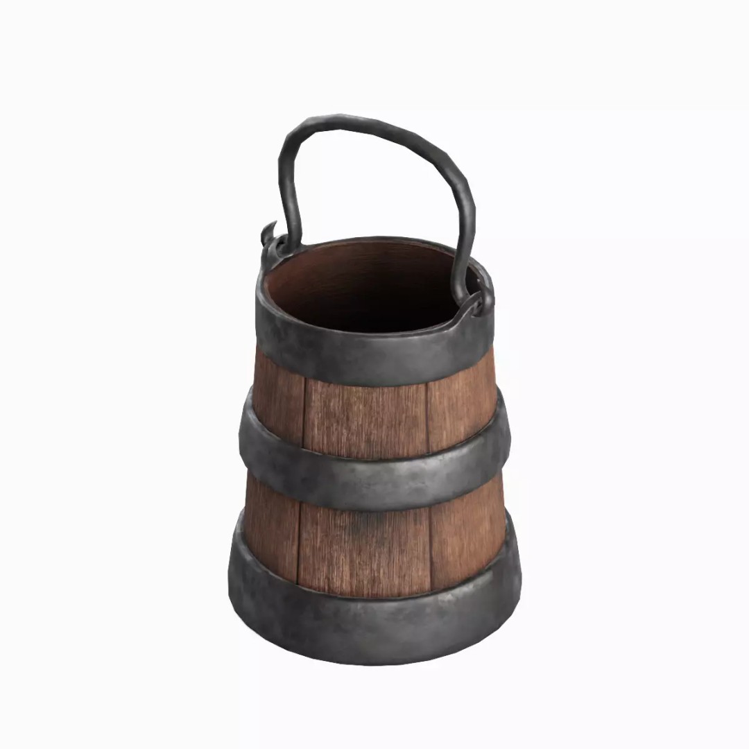 Medieval Bucket Set 3D Model – Low Poly Game-Ready Asset, FBX - View 18