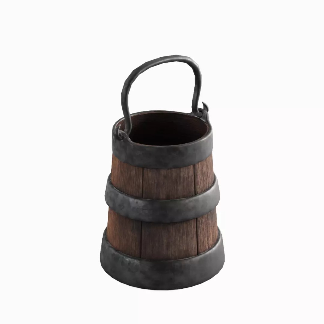 Medieval Bucket Set 3D Model – Low Poly Game-Ready Asset, FBX - View 20