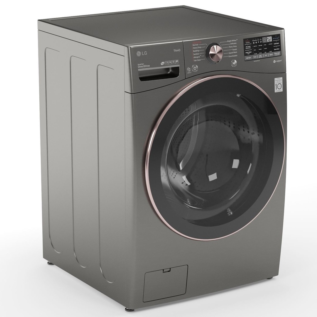 LG Washing Machine 3D Model – High Poly PBR Asset, FBX & OBJ - View 3