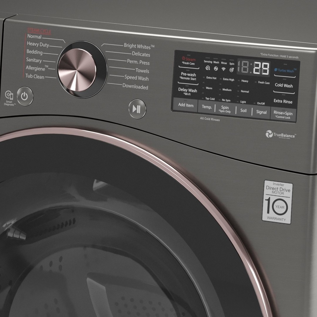 LG Washing Machine 3D Model – High Poly PBR Asset, FBX & OBJ - View 4
