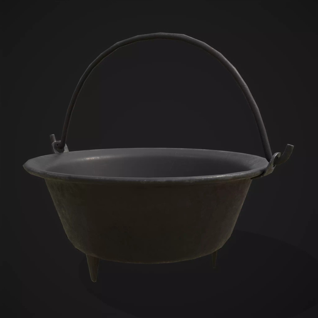 Cooking Pot 3D Model – Low Poly PBR Asset for Games, FBX - View 2