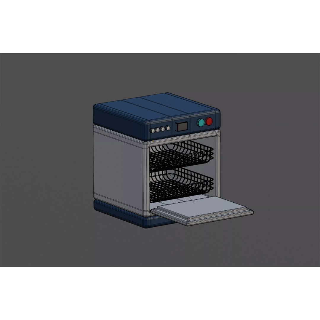 Dishwasher 3D Model – Low Poly Cartoon Appliance, FBX & OBJ Formats