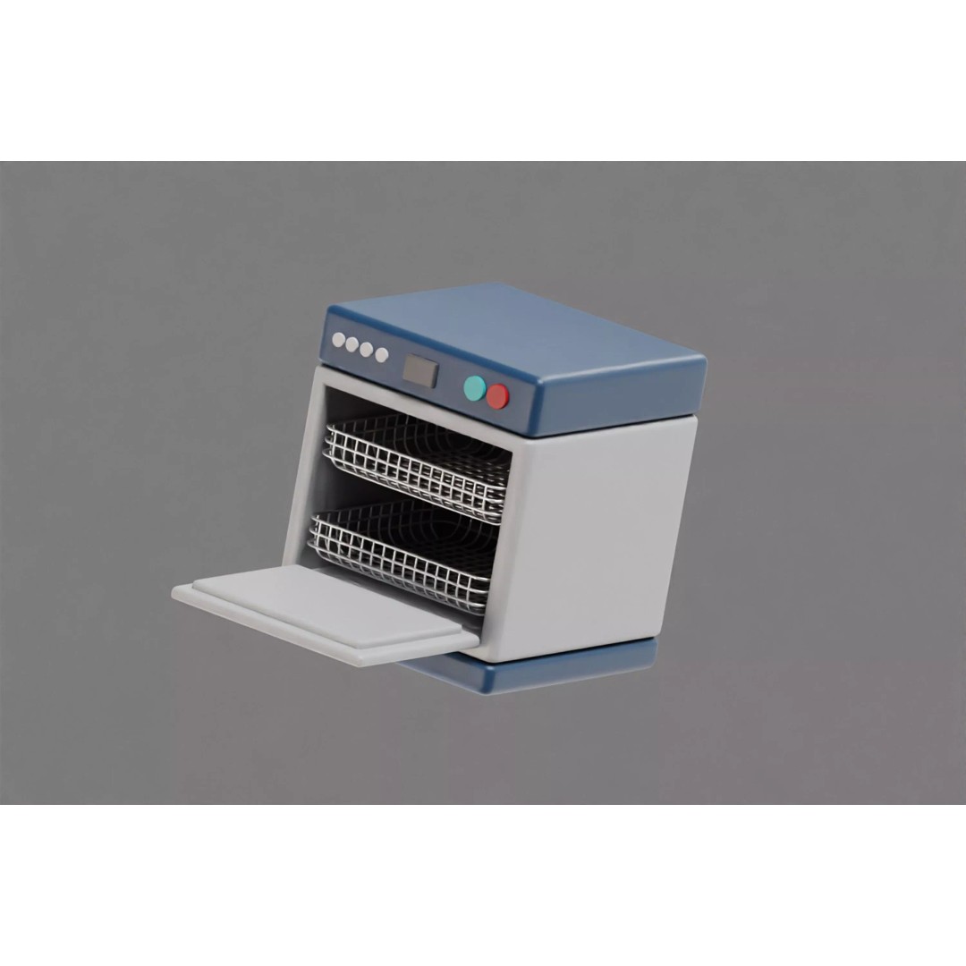 Dishwasher 3D Model – Low Poly Cartoon Appliance, FBX & OBJ Formats - View 4
