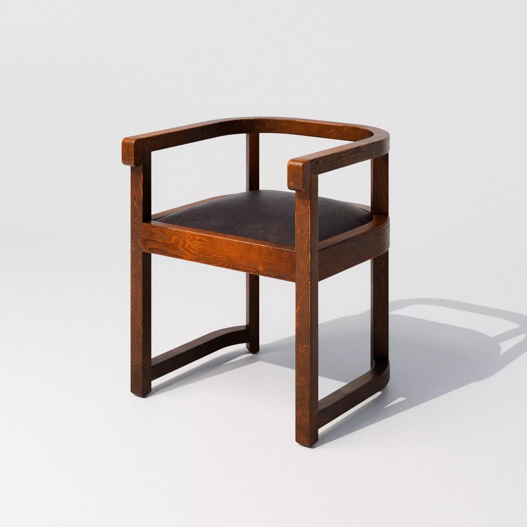 Art Deco Armchair 3D Model – Low Poly PBR Furniture, FBX, OBJ - View 2