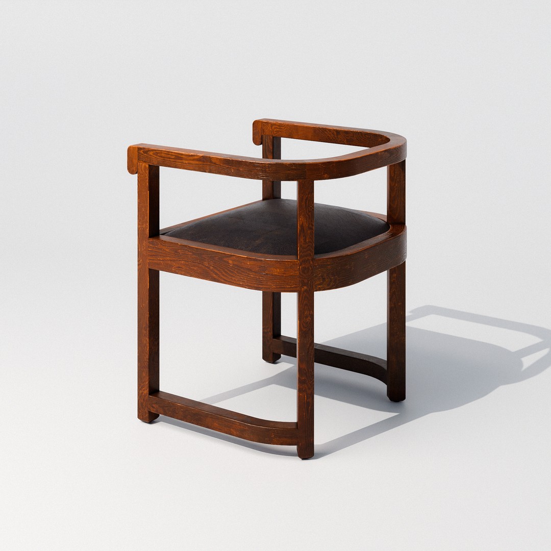 Art Deco Armchair 3D Model – Low Poly PBR Furniture, FBX, OBJ - View 3