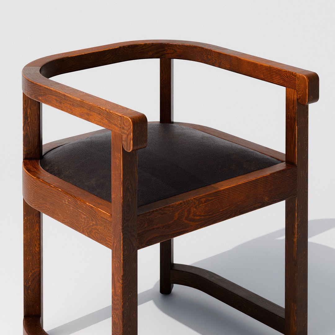 Art Deco Armchair 3D Model – Low Poly PBR Furniture, FBX, OBJ - View 4