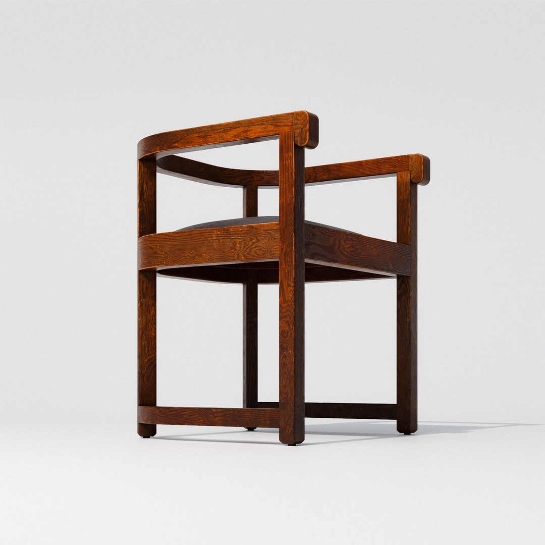 Art Deco Armchair 3D Model – Low Poly PBR Furniture, FBX, OBJ - View 5