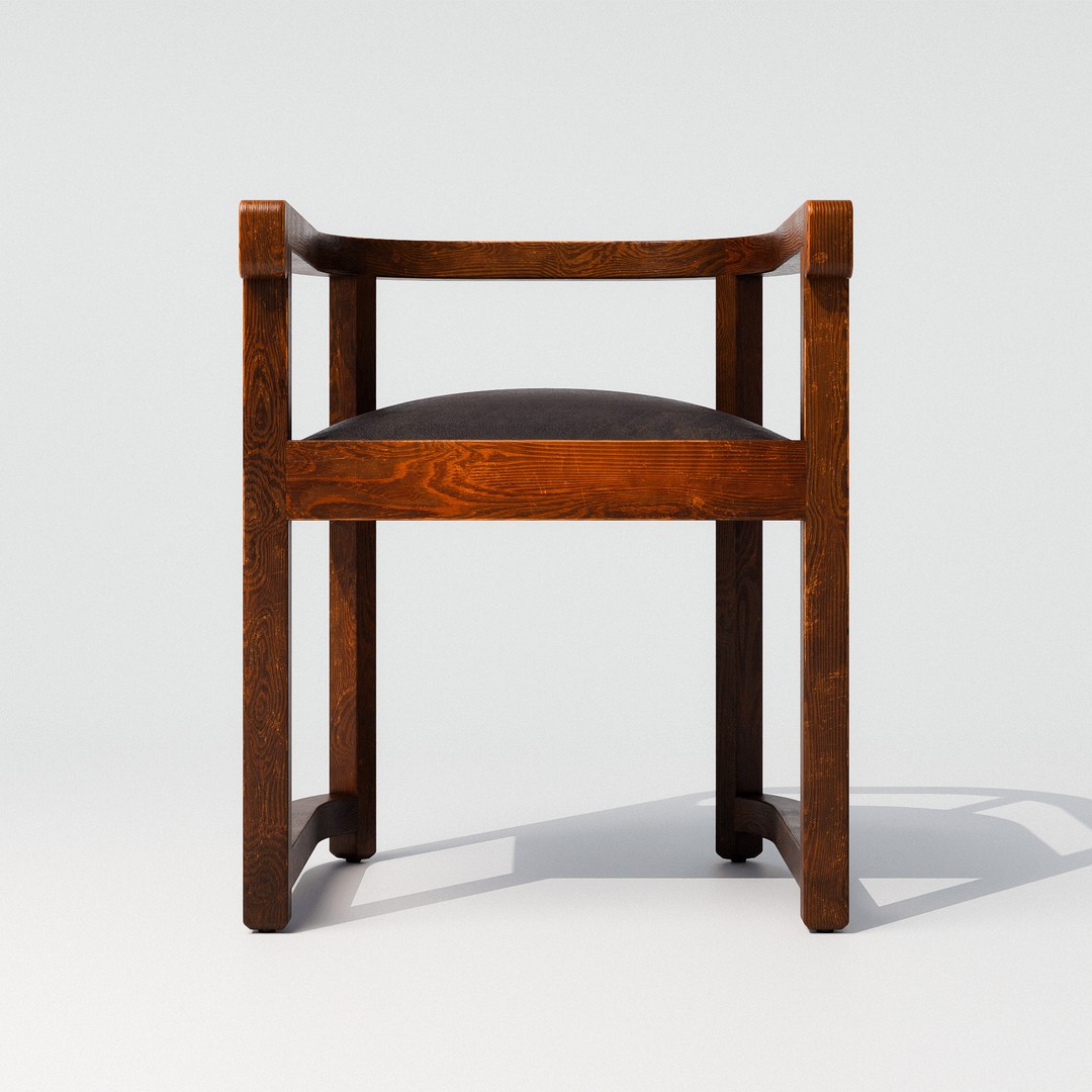 Art Deco Armchair 3D Model – Low Poly PBR Furniture, FBX, OBJ - View 7
