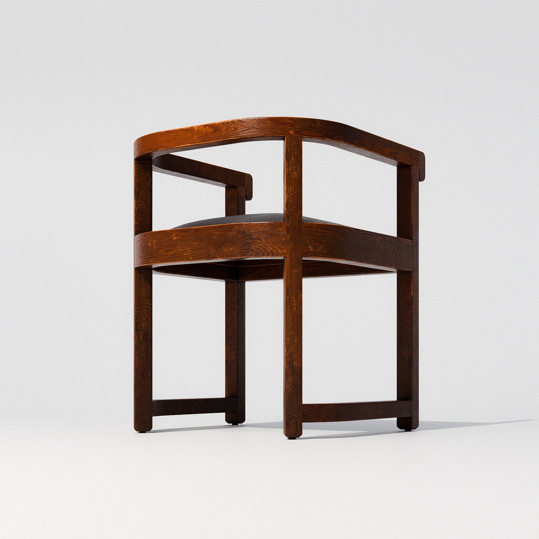 Art Deco Armchair 3D Model – Low Poly PBR Furniture, FBX, OBJ - View 8