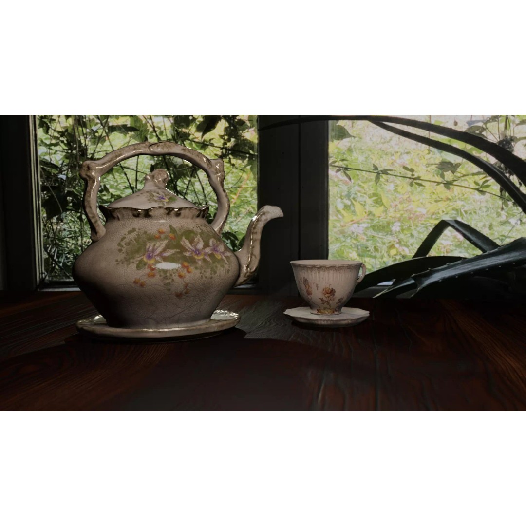 Antique Teapot 3D Model – Low Poly Kitchenware, FBX, PBR Textures - View 2