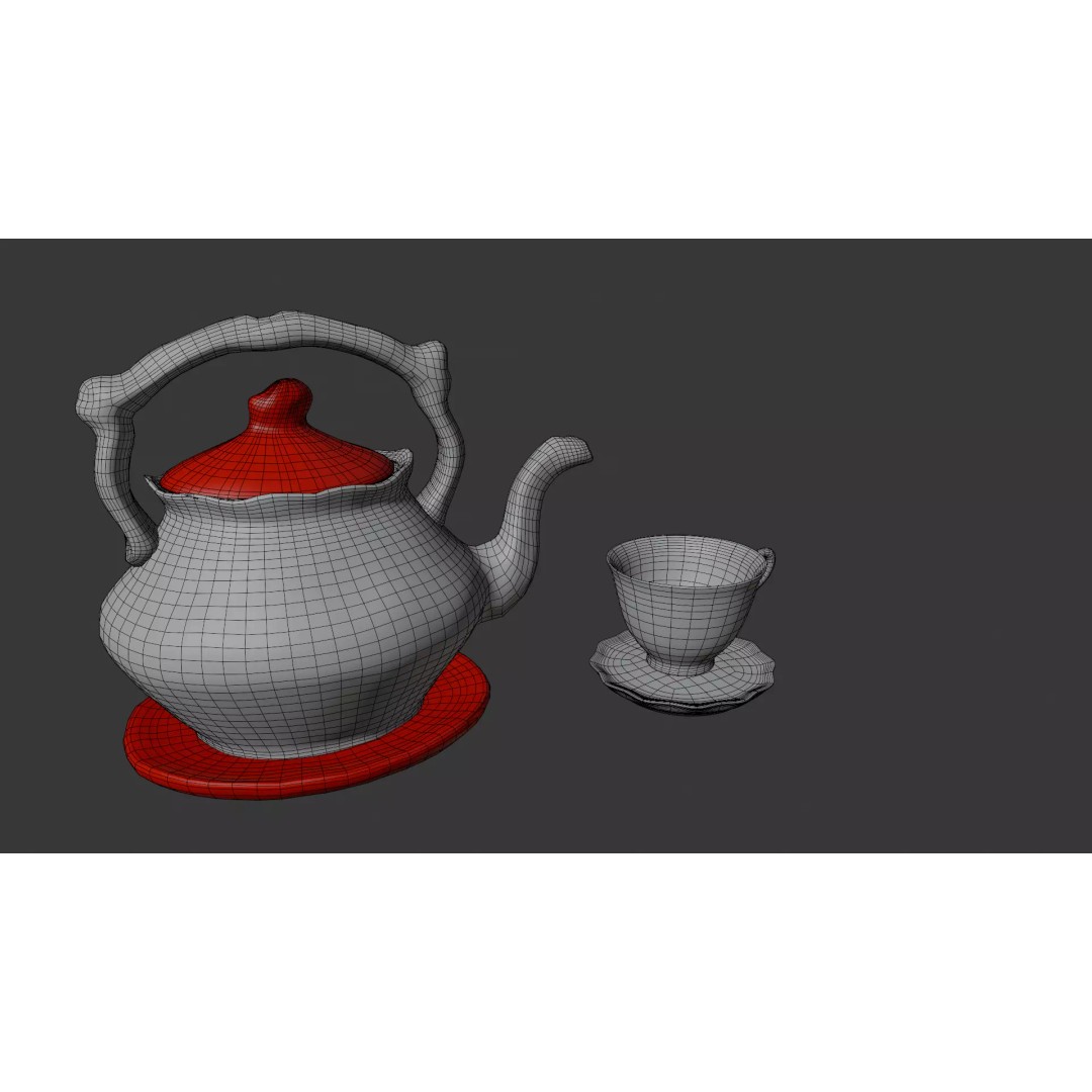 Antique Teapot 3D Model – Low Poly Kitchenware, FBX, PBR Textures - View 8