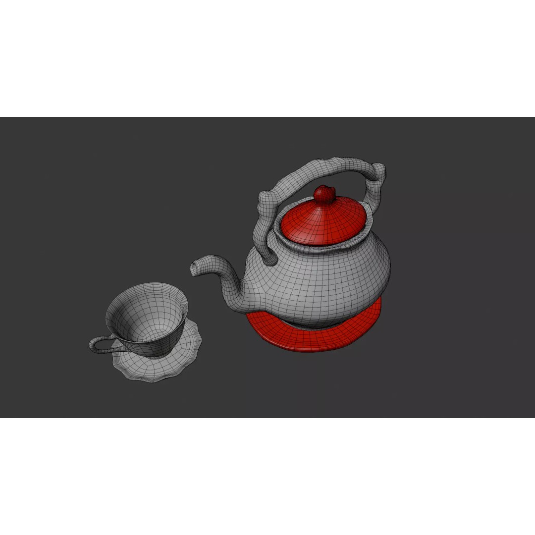 Antique Teapot 3D Model – Low Poly Kitchenware, FBX, PBR Textures - View 9