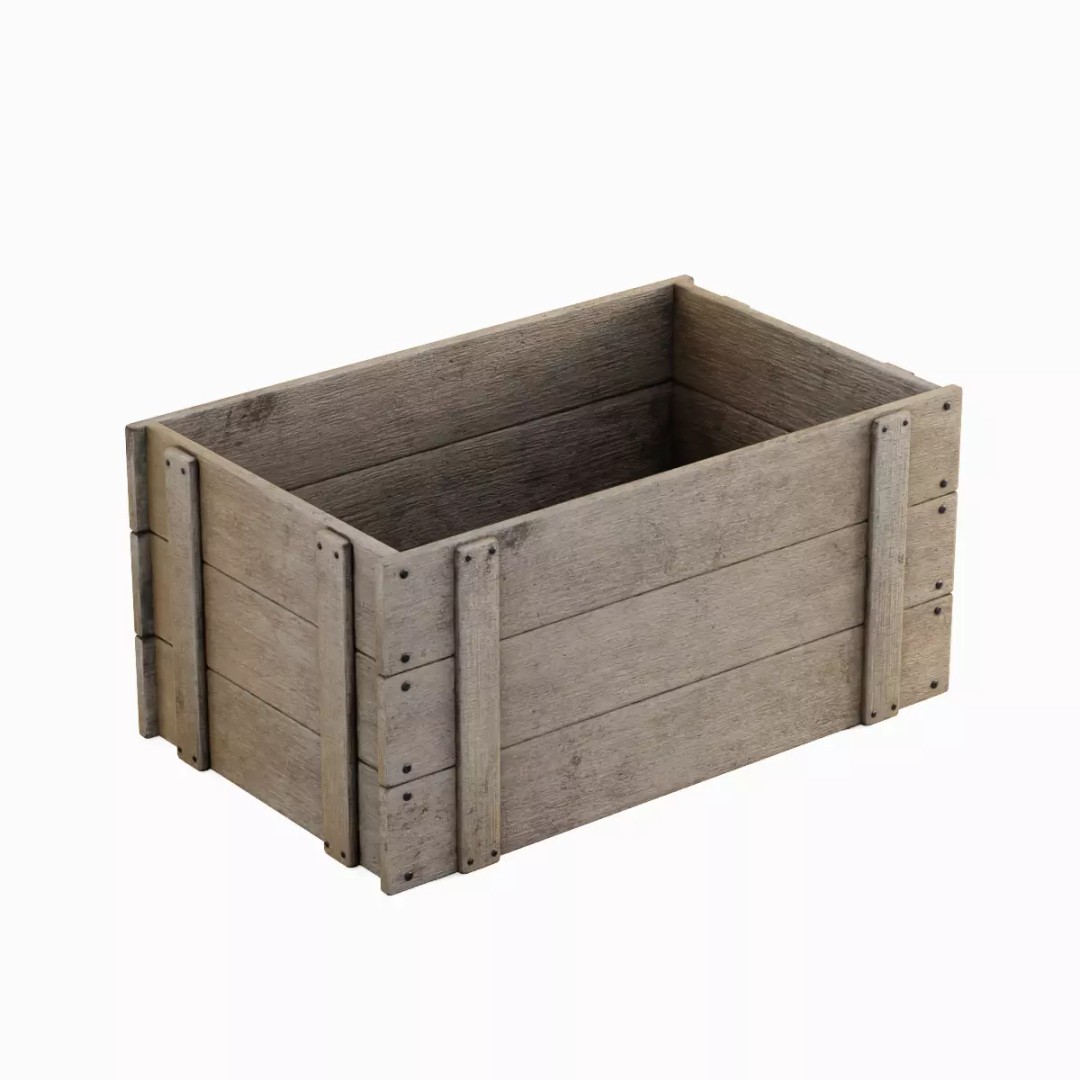 Large Wooden Crate 3D Model – Low Poly Game Asset, FBX, OBJ