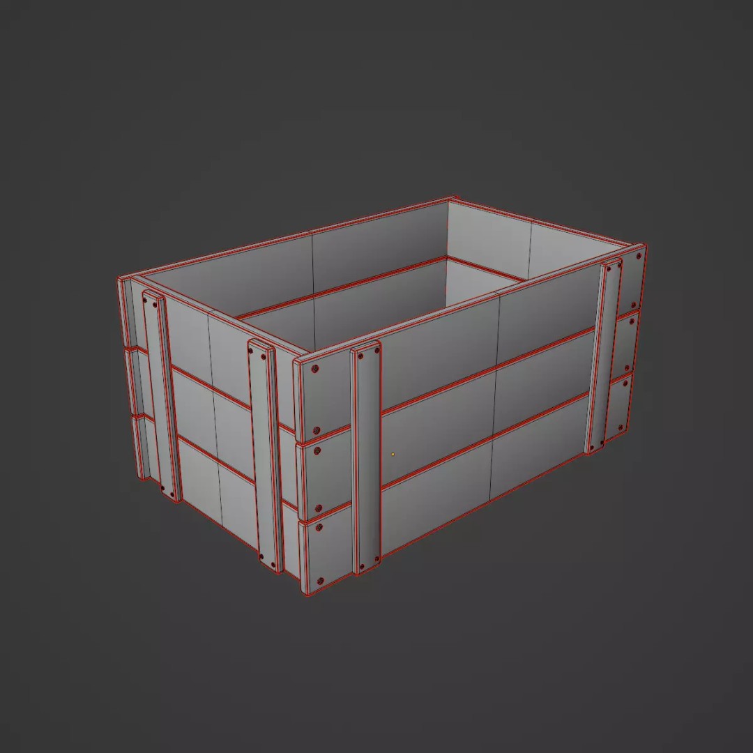Large Wooden Crate 3D Model – Low Poly Game Asset, FBX, OBJ - View 10