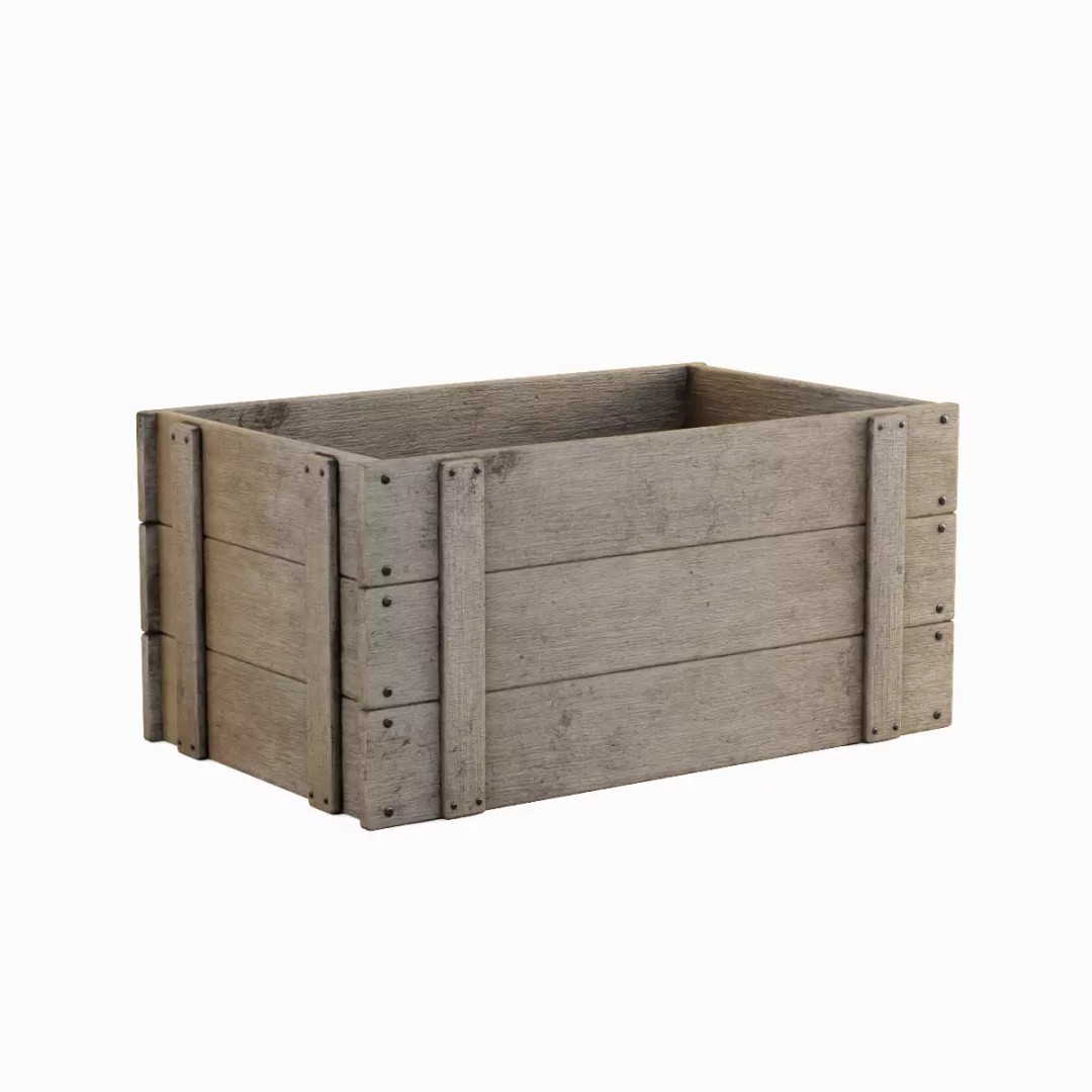 Large Wooden Crate 3D Model – Low Poly Game Asset, FBX, OBJ - View 3