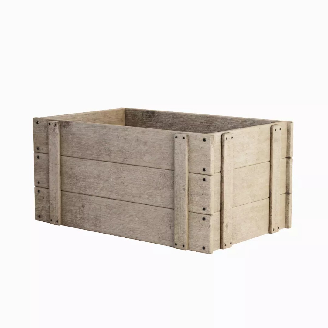 Large Wooden Crate 3D Model – Low Poly Game Asset, FBX, OBJ - View 4