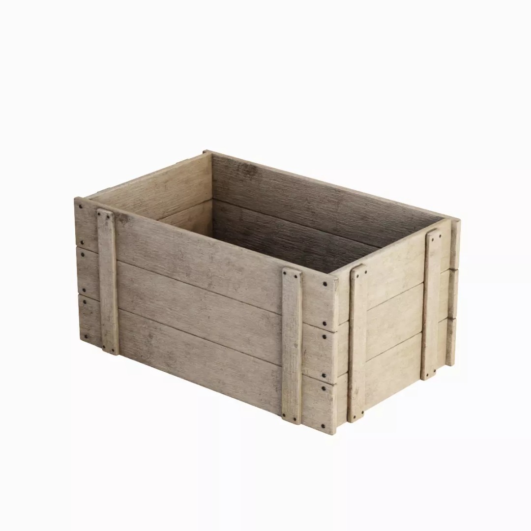 Large Wooden Crate 3D Model – Low Poly Game Asset, FBX, OBJ - View 6