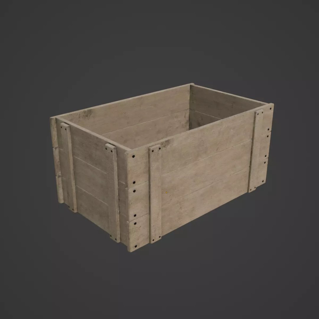 Large Wooden Crate 3D Model – Low Poly Game Asset, FBX, OBJ - View 7