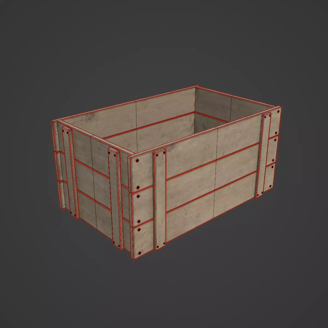 Large Wooden Crate 3D Model – Low Poly Game Asset, FBX, OBJ - View 8