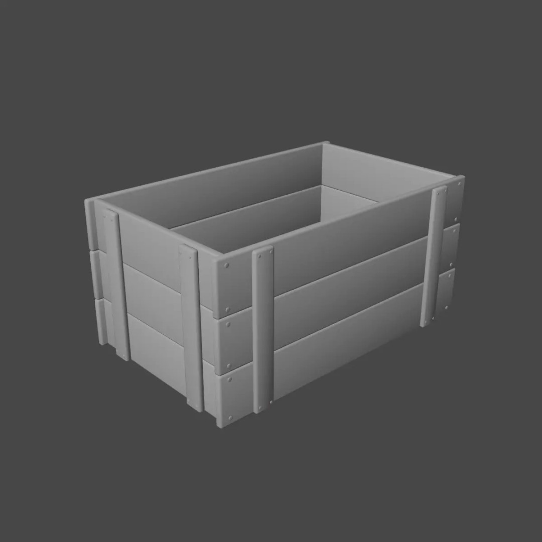 Large Wooden Crate 3D Model – Low Poly Game Asset, FBX, OBJ - View 9