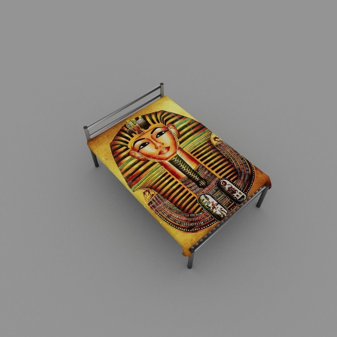 Egyptian Pharaoh Bed 3D Model – Low Poly Game-Ready Asset, FBX, OBJ - View 12