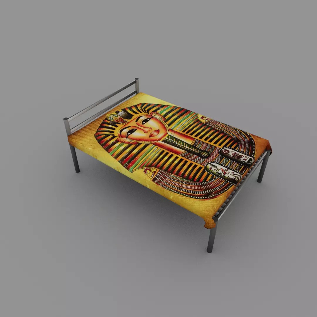 Egyptian Pharaoh Bed 3D Model – Low Poly Game-Ready Asset, FBX, OBJ - View 2