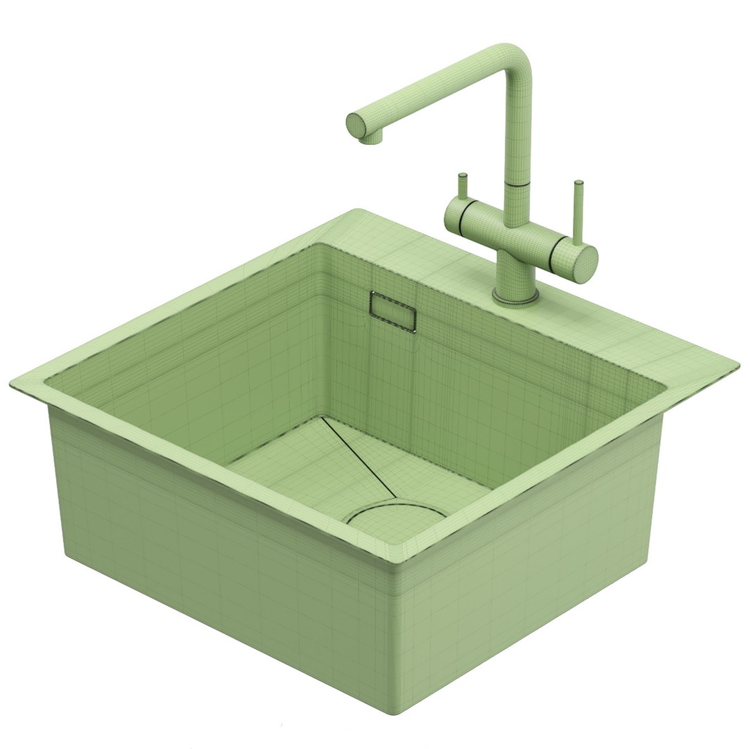 OMOIKIRI Kitchen Sink 3D Model – PBR Textured, FBX, OBJ