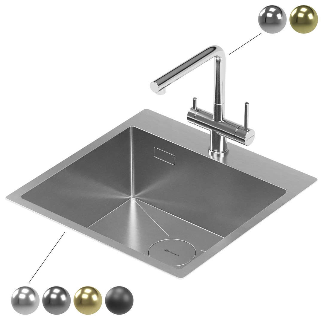 OMOIKIRI Kitchen Sink 3D Model – PBR Textured, FBX, OBJ - View 3