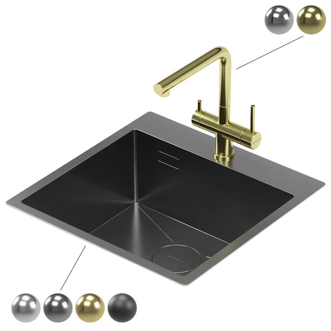 OMOIKIRI Kitchen Sink 3D Model – PBR Textured, FBX, OBJ - View 4