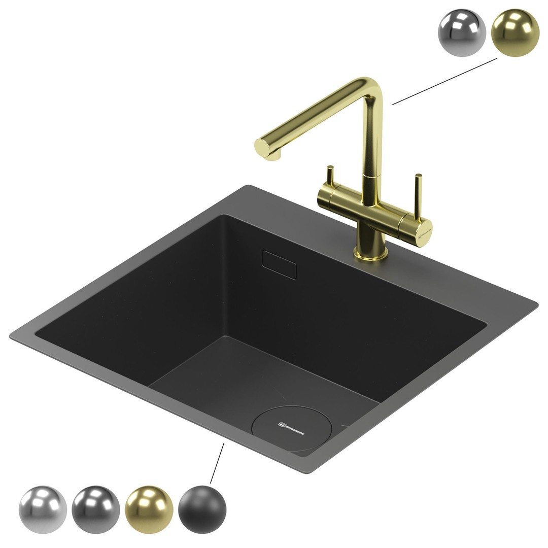 OMOIKIRI Kitchen Sink 3D Model – PBR Textured, FBX, OBJ - View 5