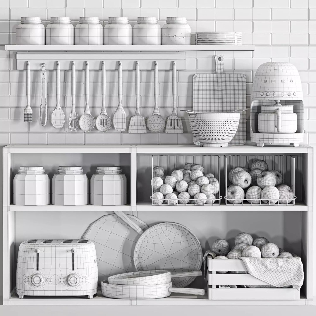 Kitchen Accessories 3D Model – High Poly Kitchenware, FBX, OBJ - View 6